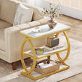 23.62 Narrow 3 Tier End Table With Metal Frame For Living Room