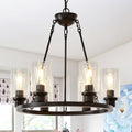 23.62 Modern 6 Light Black Wagon Wheel Chandelier With Light No Bulbs For Bedroom Bathroom Living Room E26