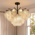 23.6 Modern 4 Tier Farmhouse Glass Chandelier 9 Light Seeded Glass Dining Room Pendant Light N A