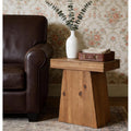 23.6 Solid Wood End Table Side Table With Trapezoid Base For Small Space Living Room