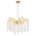 23.6 W 8 Light Modern Glam Tree Branches Style Crystal Raindrop Chandelier Hanging Light For Dining Living Room