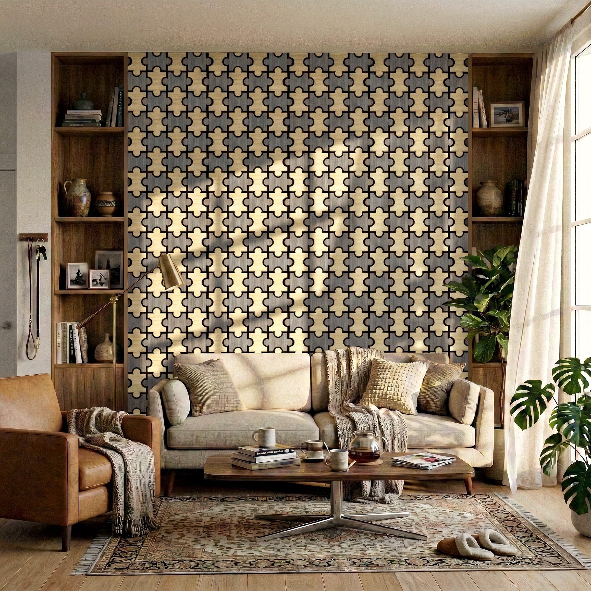 23.6 X 23.6 Puzzle Slat Acoustic Wall Panels For Ceiling And Wall Decor 4 Pack 15 Sq Ft
