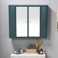 23.6 H Wall Mounted Bathroom Cabinet With 2 Mirrored Doors Open Shelf Metal Frame With Open Compartment For Over The Sink