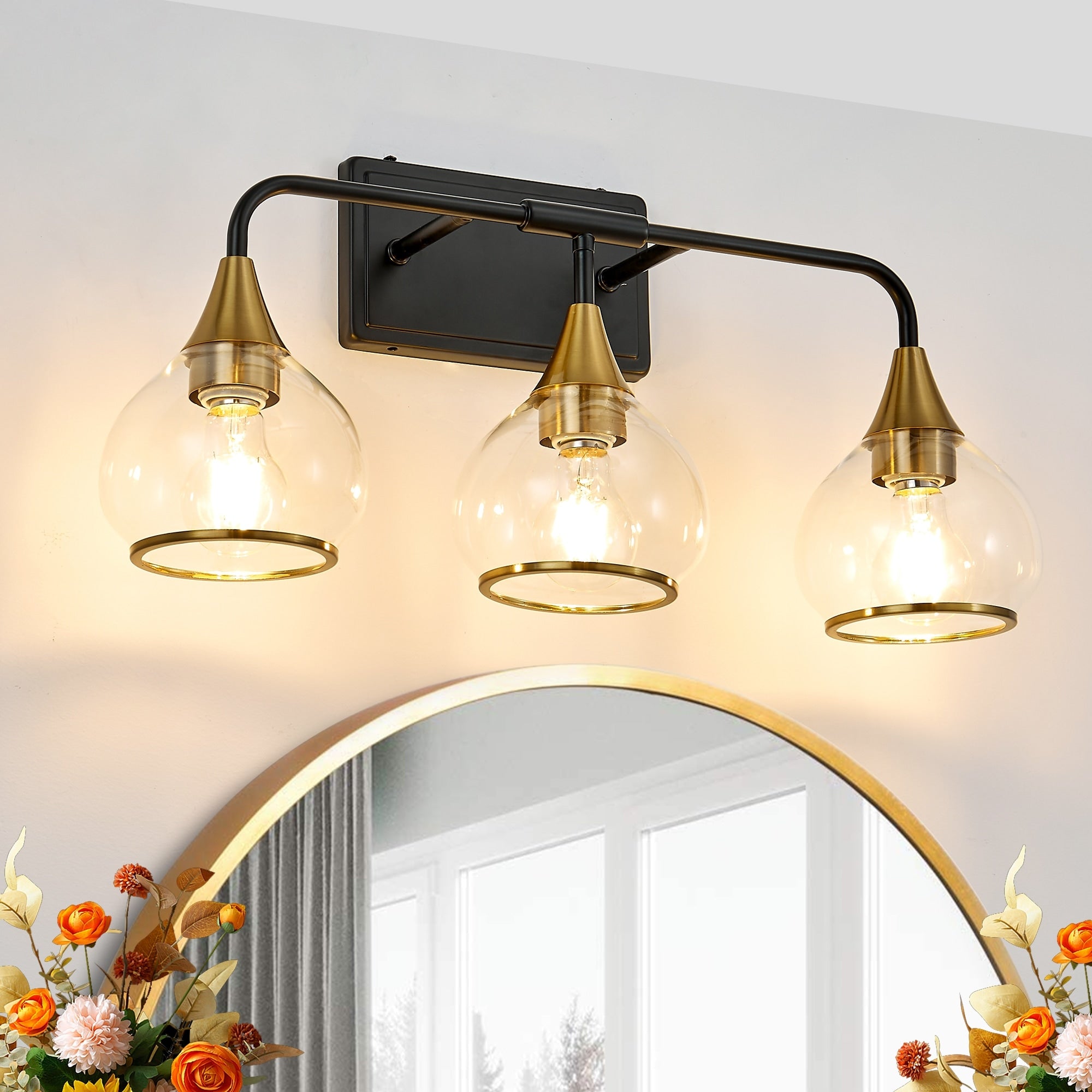23 3 Light Vanity Wall Sconce With Clear Glass Shades Industrial Wall Mounted Lamp For Mirror Vanity Bulb Not Included