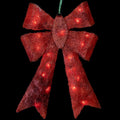 24 Lighted Sparkling Red Sisal Bow Christmas Outdoor Decoration