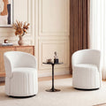 23 W Swivel Barrel Accent Chair With Folding Backrest Multi Functional Vanity Chair Ottoman