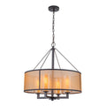 24 Inch 4 Light Oil Rubbed Bronze Modern Farmhouse Chandelier Drum Shade Mercury Glass For Dining Room Living Room W24