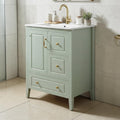 24 Inch Bathroom Vanity With Ceramic Sink Freestanding Cabinet With Soft Close Drawers And Door