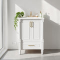 24 Inch Bathroom Vanity With Ceramic Sink French Style Cabinet With Drawer Adjustable Shelf And Soft Close Hinges