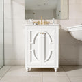 24 Inch Bathroom Vanity With Ceramic Sink French Style Storage Cabinet With Adjustable Shelf And Soft Close Hinges