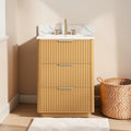 24 Inch Bathroom Vanity With Ceramic Sink Modern Storage Cabinet With 3 Drawers And Open Shelf