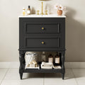 24 Inch Bathroom Vanity With Ceramic Sink Retro Bathroom Storage Cabinet With Open Shelf And 2 Drawers