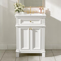 24 Inch Bathroom Vanity With Ceramic Sink Vintage Storage Cabinet With Soft Close Doors And Adjustable Shelf