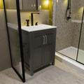 24 Inch Bathroom Vanity With Sink Black Vanity Cabinet With White Ceramic Sink Faucet And Pop Up Drain Set