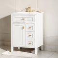 24 Inch Bathroom Vanity With Sink Freestanding Mdf And Rubberwood Storage Cabinet With 3 Drawers