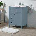 24 Inch Bathroom Vanity With Sink Mdf And Rubberwood Cabinet 3 Drawers And Adjustable Shelf Storage