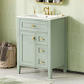 24 Inch Bathroom Vanity With Sink Mdf Rubberwood Construction 3 Drawers Cabinet With 2 Tier Door Storage Rack