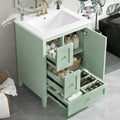 24 Inch Bathroom Vanity With Storage Adjustable Shelf Mdf Rubberwood Removable Dividers Green Finish