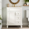 24 Inch Compact Bathroom Vanity With Ceramic Sink Freestanding Space Saving Cabinet With Dual Drawers Adjustable Shelf