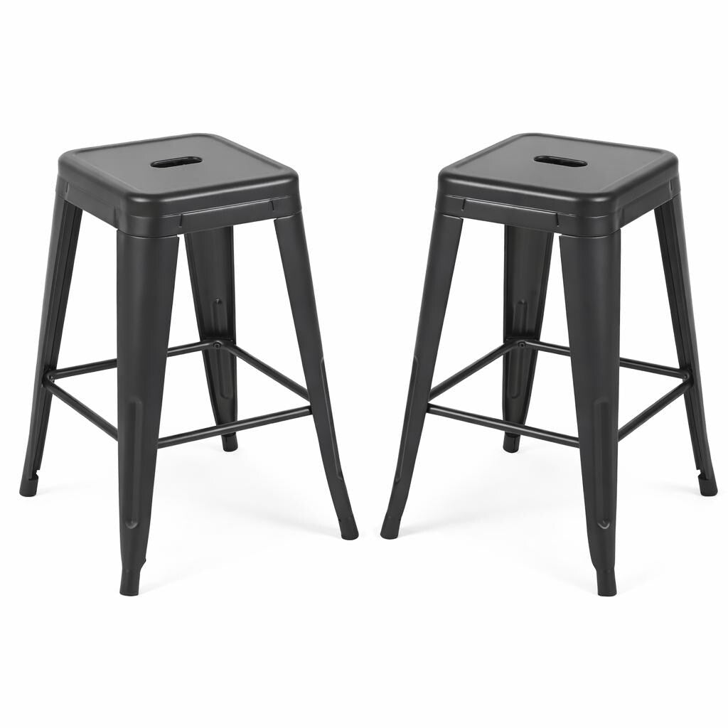 24 Inch Counter Height Stool Backless Metal Bar Stools Set Of 2 Detachable Easy Assembly Space Saving Design For Kitchen