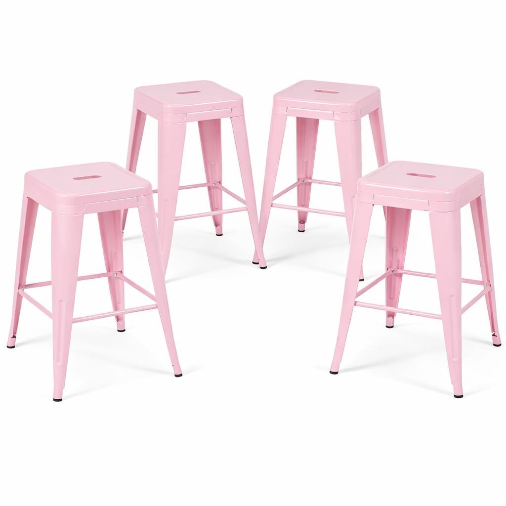 24 Inch Counter Height Stool Backless Metal Bar Stools Set Of 4 Detachable Easy Assembly Space Saving Design For Kitchen