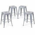 24 Inch Counter Height Stool Backless Metal Bar Stools Set Of 4 Detachable Easy Assembly Space Saving Design For Kitchen