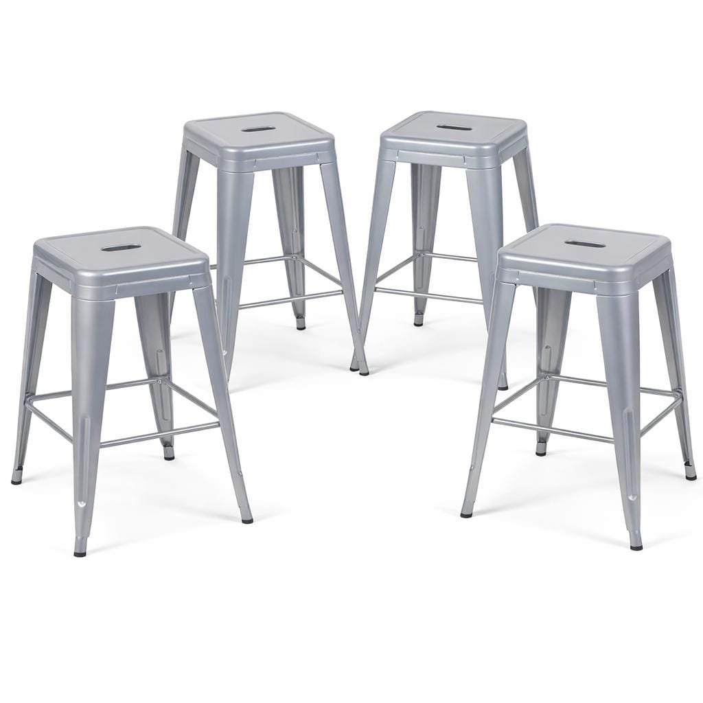 24 Inch Counter Height Stool Backless Metal Bar Stools Set Of 4 Detachable Easy Assembly Space Saving Design For Kitchen