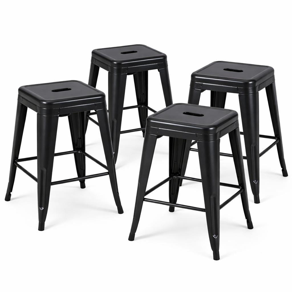 24 Inch Counter Height Stool Backless Metal Bar Stools Set Of 4 Detachable Easy Assembly Space Saving Design For Kitchen