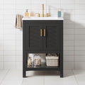 24 Inch Modern Bathroom Vanity With Ceramic Sink Storage Cabinet With Adjustable Shelf And Soft Close Hinges