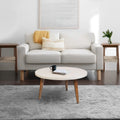24 Inch Round Wooden Coffee Table With Splayed Legs White And Brown