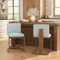 24 Inch Modern Solid Wood Bar Stools Set Of 2 Linen Upholstered Walnut Legs For Home Bar Coffee Shop