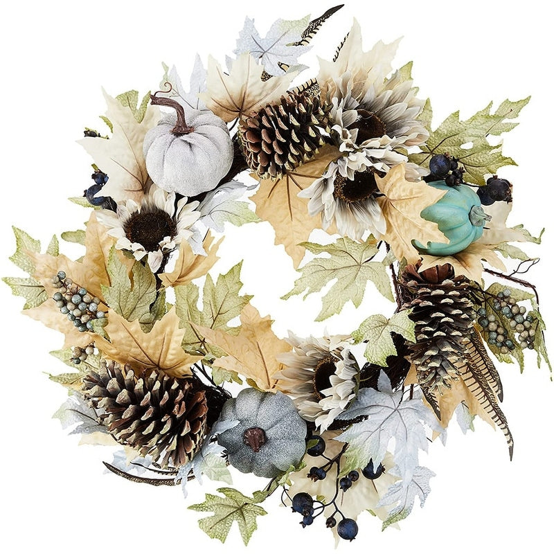 24 Inch Rustic Sunflower Pumpkin Wreath