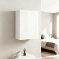 24 Inch White Shaker Double Door Wall Cabinet Solid Wood With 2 Adjustable Shelves For Kitchen Bathroom And Garage Storage
