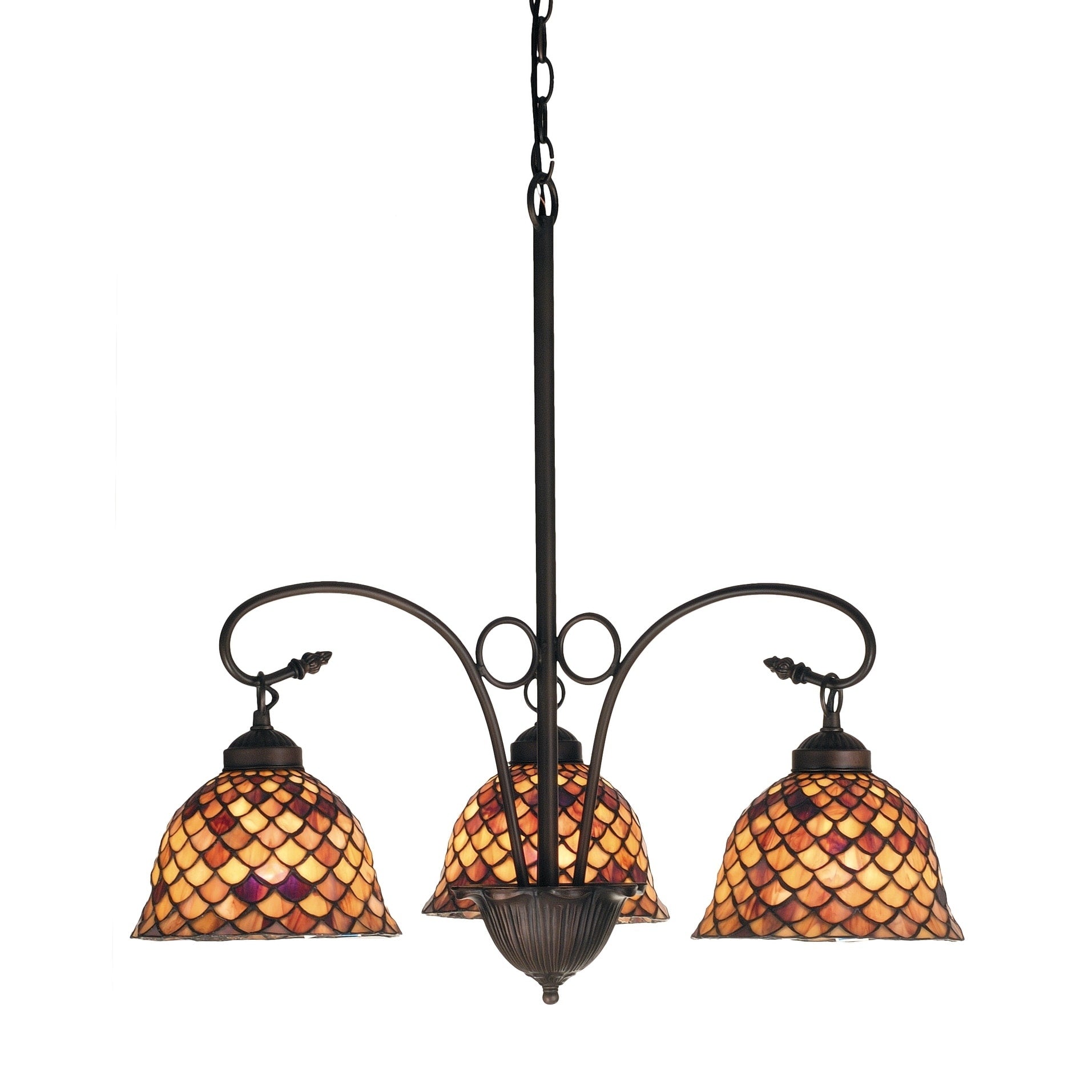 24 Inch Wide Tiffany Fishscale 3 Lt Chandelier