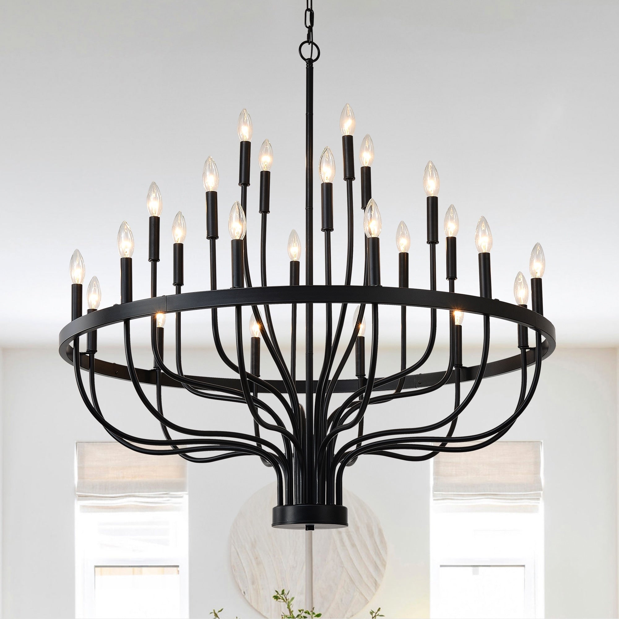 24 Light Chandelier Industrial Iron Candle Chandelier Modern Suspended Chandeliers Pendant Light Fixtures No Include Bulb