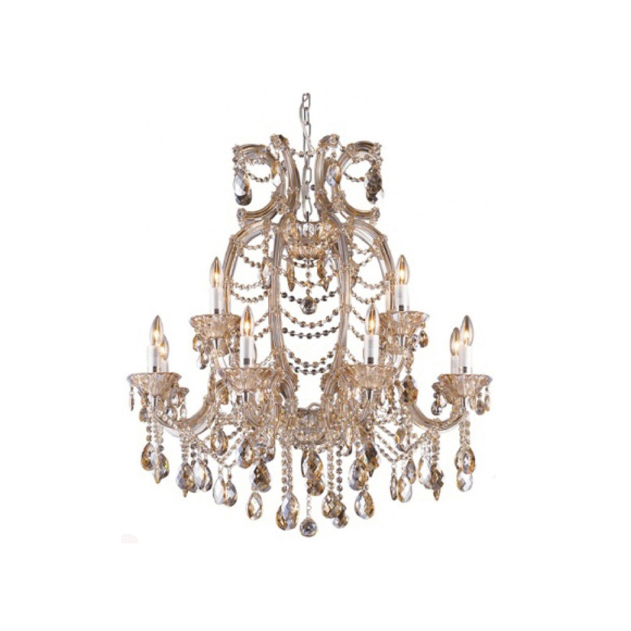 24 Light Gold Chandelier With Champagne Crystals