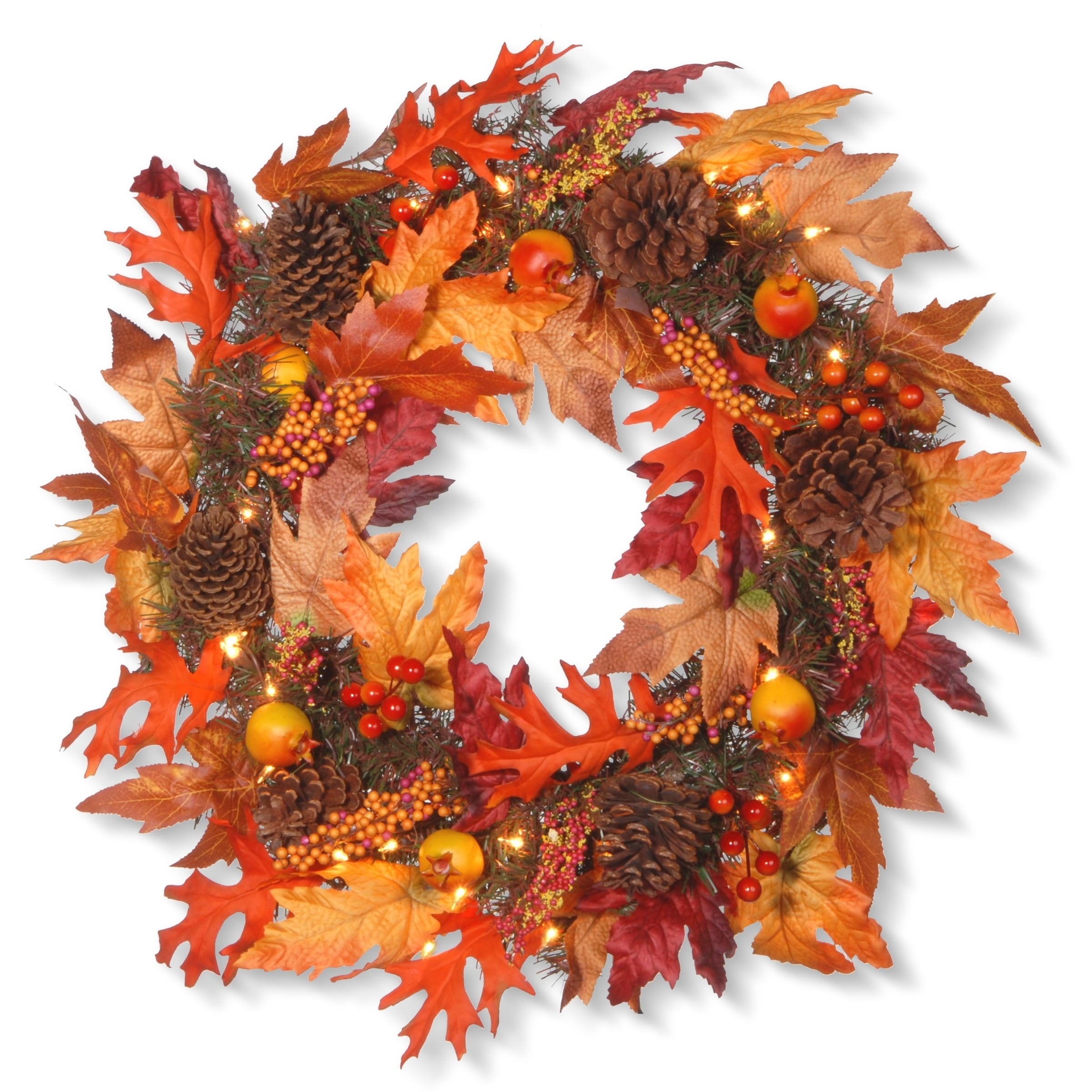 24 Maple Wreath With Clear Lights