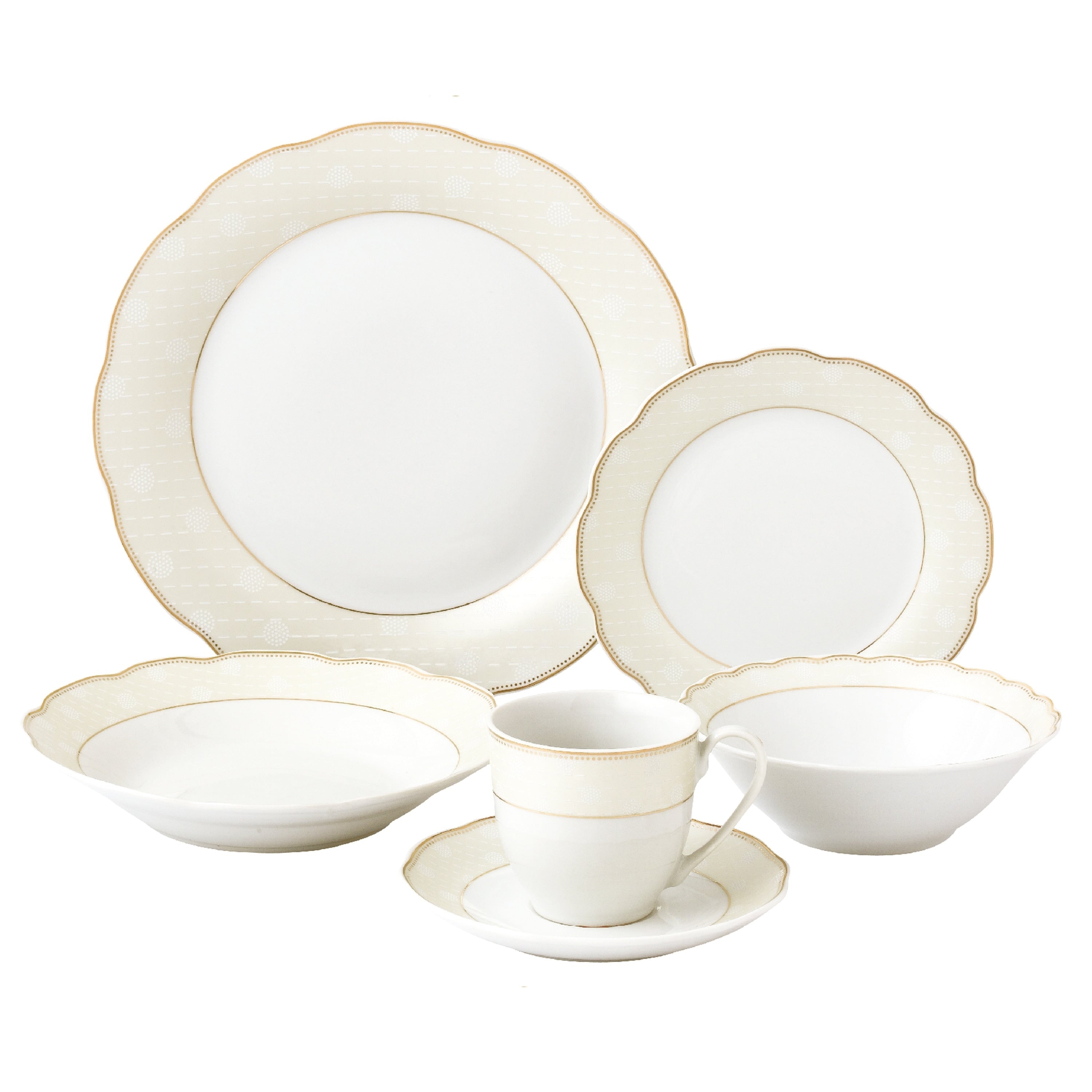 24 Piece Wavy Dinnerware Porcelain Srvice For 4 Tova