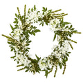 24 White Mixed Floral Artificial Wreath