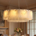 24 In. Alabaster Modern Chandeliers 9 Light Round Natural Marble Chandelier Pendant Light Fixture For Dining Room Kitchen N A