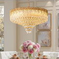 24 In. Modern Brass Crystal Chandelier 16 Light Round Crystal Pendant Light Luxury Led Chandelier For Dining Room Kitchen Island