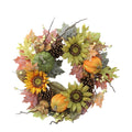 24 Inch Faux Sunflowers Pumpkins Fall Wreath