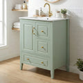 24 Inch Bathroom Vanity With Sink One Cabinet With Soft Closing Door 3 Soft Closing Drawers Retro Metal Handles