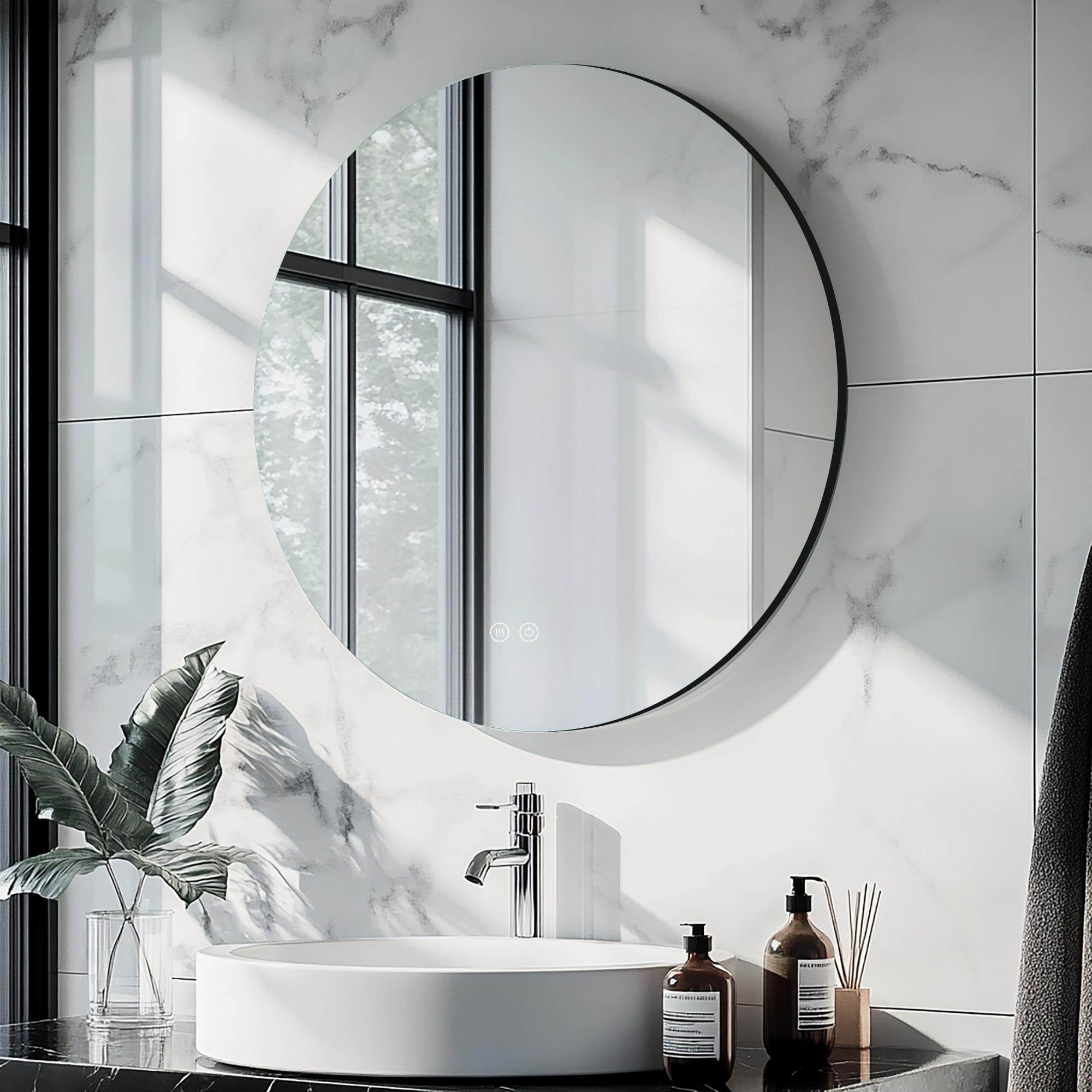 24 Inch Mirror Hangs Black Metal Framed Bathroom Mirror