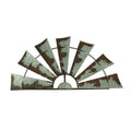 Rusty Weathered Metal Half Windmill Wall Hanging 12.5 X 24 X 0.25 Inches