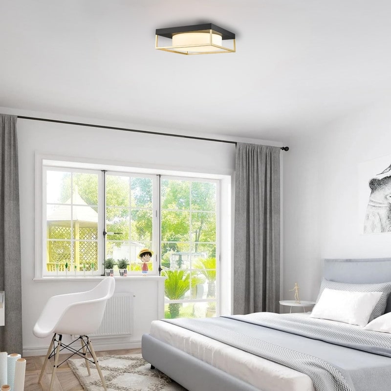 24 W Led Light Glass Metal Light Fixture Gold Black Ceiling Light N A