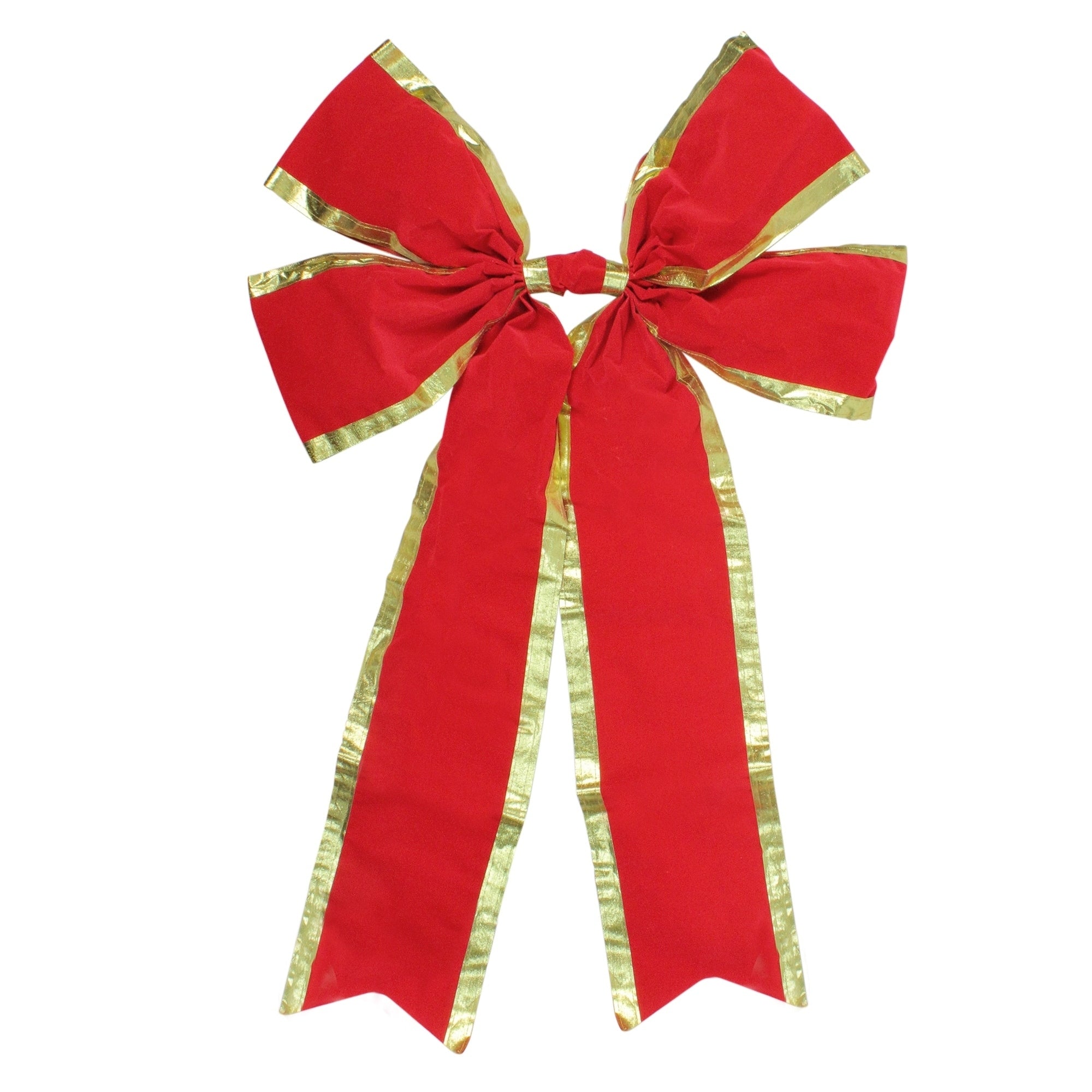 24 X 38 Red 4 Loop Velveteen Christmas Bow With Gold Trim N A