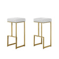 24.1 In. H Radiant Gold Finish Backless Metal Bar Stool With Faux Leather Square Seat Set Of 2