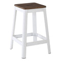 24.25 In.H White Finish Low Back Wood Frame Barstool Wood Seat Set Of 1 25.75