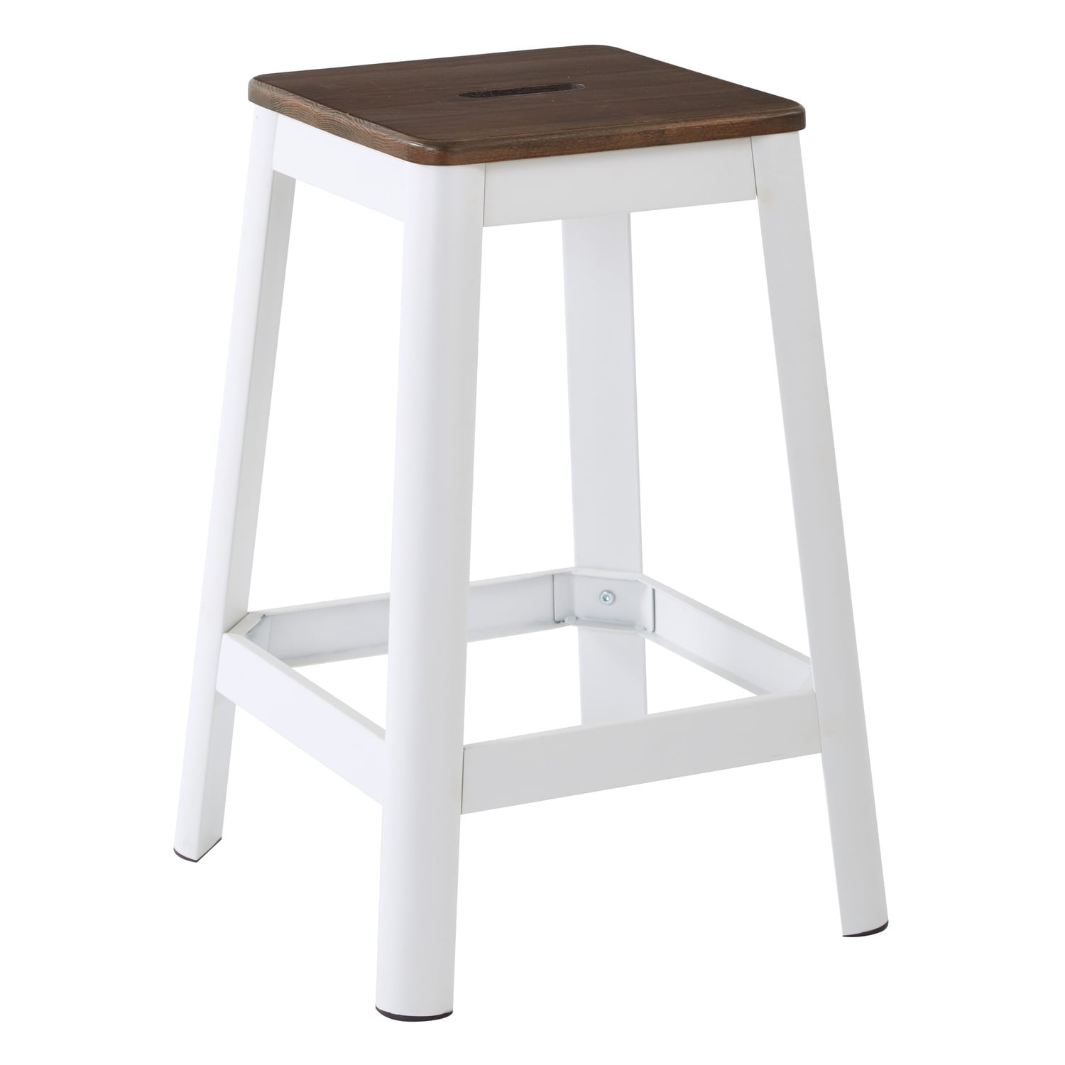 24.25 In.H White Finish Low Back Wood Frame Barstool Wood Seat Set Of 1 25.75